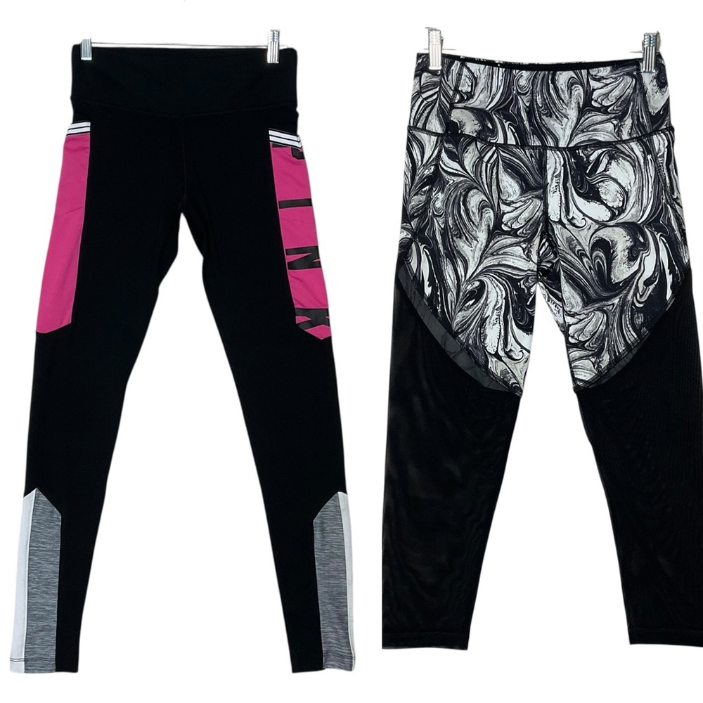 VICTORIA’S SECRET sz Small Leggings Bundle Ultimate + Knockout Black Pink White